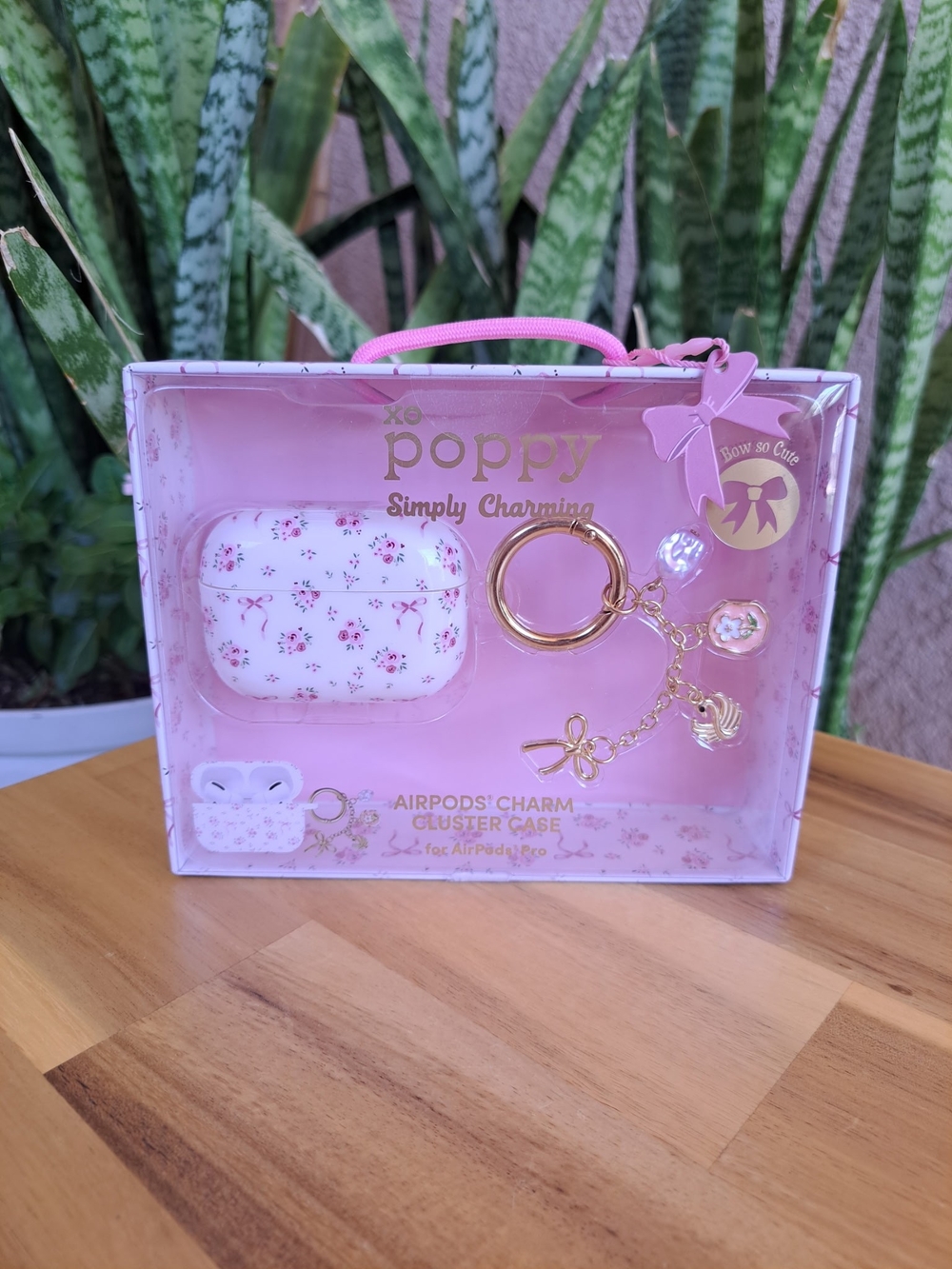XO Poppy Simply Charming Pink Floral AirPods PRO Case/Charm Set